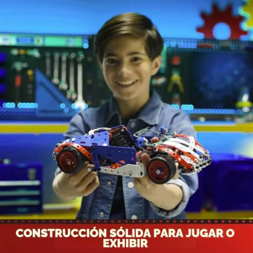 BANDAI ▫️ Meccano Maleta de construção - Conjunto de construção 5 em 1: Veículos, Robô, Torre Eiffel - 437 peças, ferramentas, instruções - Kit de montagem - Brinquedo infantil a partir dos 10 anos e 3