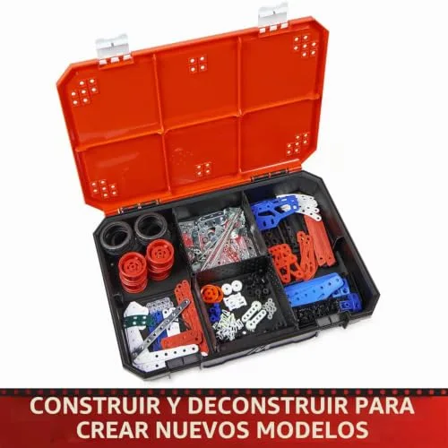 BANDAI ▫️ Meccano Maleta de construção - Conjunto de construção 5 em 1: Veículos, Robô, Torre Eiffel - 437 peças, ferramentas, instruções - Kit de montagem - Brinquedo infantil a partir dos 10 anos e 4