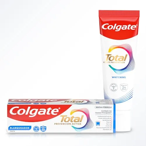 Colgate ▫️ Pasta de dentes Total Prevenção Ativa Branqueadora, embalagem de 12 x 75 ml | Combate as principais causas* dos problemas de saúde oral | 24 horas de proteção antibacteriana¹ 2