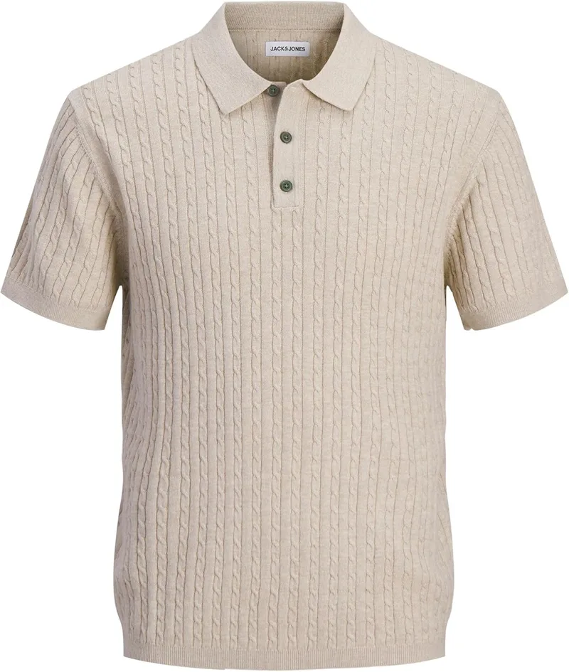 JACK & JONES ▫️ Polo de malha com trançado Jjeemil SS Sn para homem