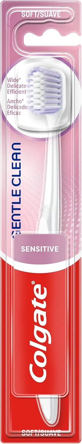 Colgate ▫️ Gentle Clean Sensitive - Escova de dentes suave - Cabeça de escova larga - Filamentos de alta densidade para uma limpeza suave e profunda entre os dentes
