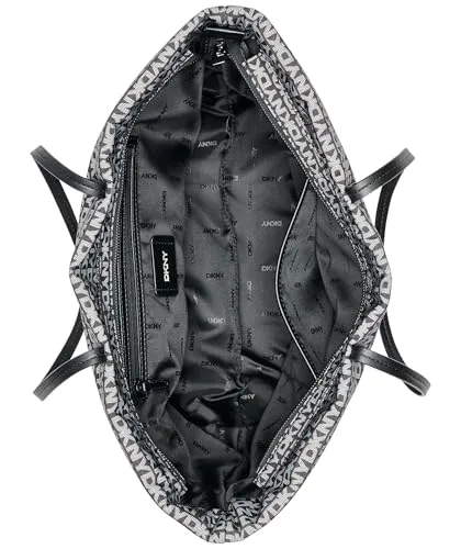 DKNY ▫️ Jenny Tote, 100% poliéster com acabamento em poliuretano, para mulher, logótipo preto e preto 2