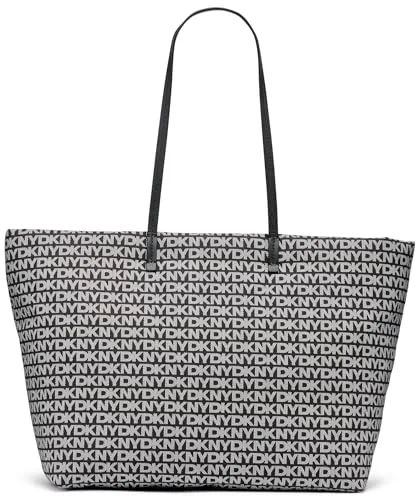DKNY ▫️ Jenny Tote, 100% poliéster com acabamento em poliuretano, para mulher, logótipo preto e preto 3
