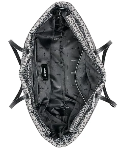 DKNY ▫️ Jenny Tote, 100% poliéster com acabamento em poliuretano, para mulher, logótipo preto e preto 5