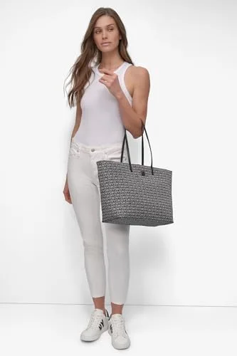 DKNY ▫️ Jenny Tote, 100% poliéster com acabamento em poliuretano, para mulher, logótipo preto e preto 6