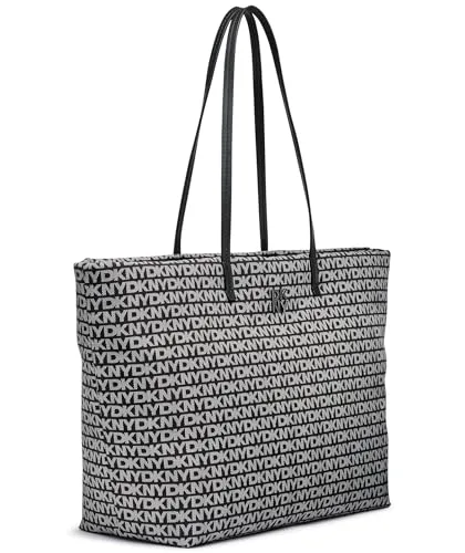 DKNY ▫️ Jenny Tote, 100% poliéster com acabamento em poliuretano, para mulher, logótipo preto e preto 7