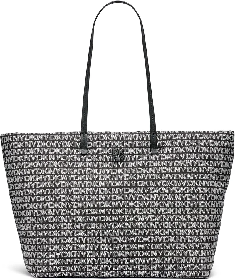 DKNY ▫️ Jenny Tote, 100% poliéster com acabamento em poliuretano, para mulher, logótipo preto e preto