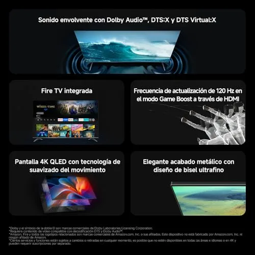 XIAOMI ▫️ TV F Pro 65, 65 polegadas (165 cm), 4K UHD QLED, Smart TV, Fire OS8, Controlo por voz com Alexa, HDR10+, Modo Game Boost a 120 Hz, MEMC, Compatível com Apple AirPlay 3