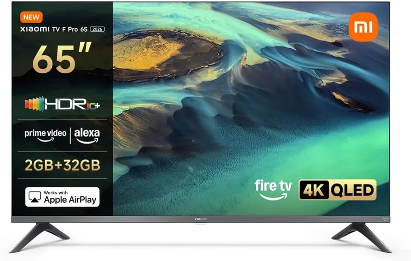 XIAOMI ▫️ TV F Pro 65, 65 polegadas (165 cm), 4K UHD QLED, Smart TV, Fire OS8, Controlo por voz com Alexa, HDR10+, Modo Game Boost a 120 Hz, MEMC, Compatível com Apple AirPlay