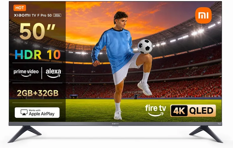 XIAOMI ▫️ TV F Pro 50, 50 polegadas (127 cm), 4K UHD QLED, Smart TV, Fire OS8, Controlo por voz Alexa, HDR10, Modo Game Boost 120 Hz, MEMC, 2 GB + 32 GB, Compatível com Apple AirPlay