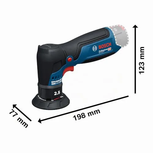 Bosch Professional ▫️ Lixadeira orbital excêntrica a bateria 12V System GEX 12V-77 (inclui disco de borracha montado com fecho por contacto de 77 mm e chave) 6