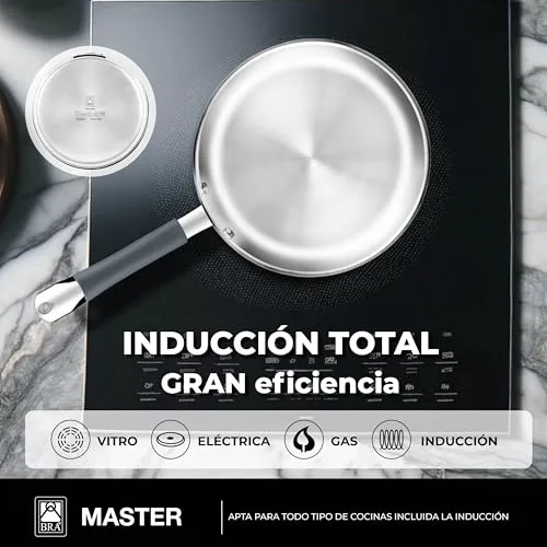 BRA ▫️ Master | Frigideira de 24 cm, aço inoxidável, sem revestimento antiaderente 3