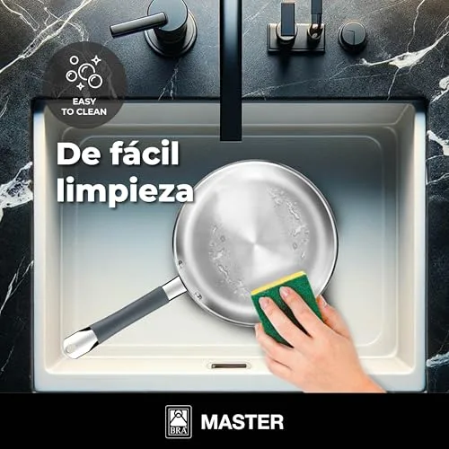BRA ▫️ Master | Frigideira de 24 cm, aço inoxidável, sem revestimento antiaderente 4