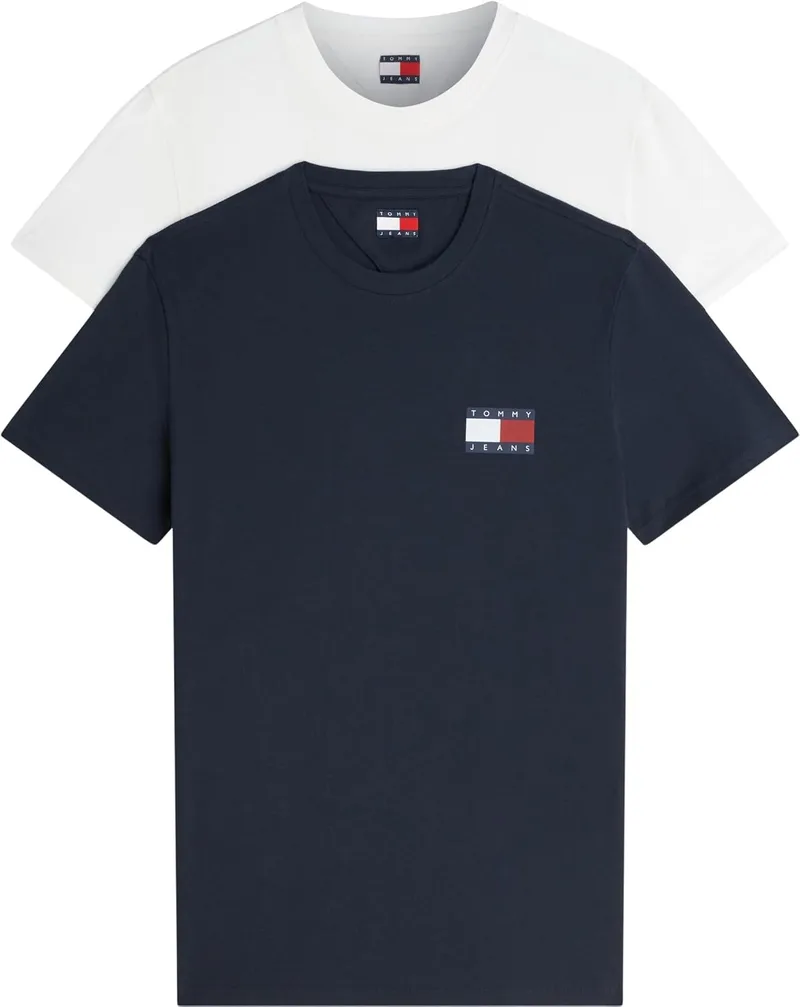Tommy Jeans ▫️ TJM Slim 2pack ESS Flag tee Extdm0dm22143 T-shirts para homem (Conjunto de 2)