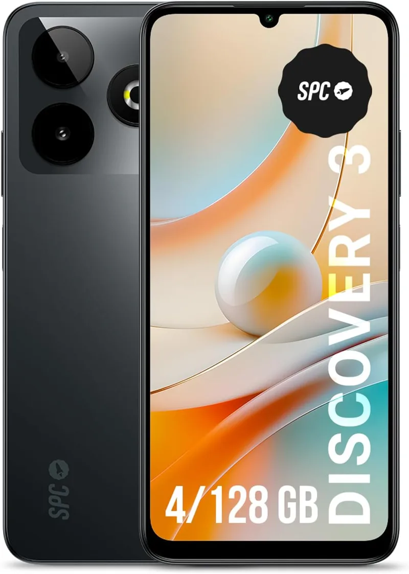 SPC ▫️ Discovery 3 - Smartphone 6.8" IPS 120Hz | 128GB Memória interna e 4GB RAM | 50MP Dual CAM AI | NFC e Biometria | Android 14 | Bateria 5000mAh com carregamento rápido - Cor Dark Matter