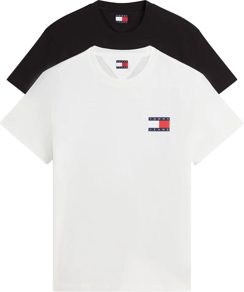 Tommy Jeans ▫️ TJM Slim 2pack ESS Flag tee Extdm0dm22143 T-shirts para homem (Conjunto de 2)