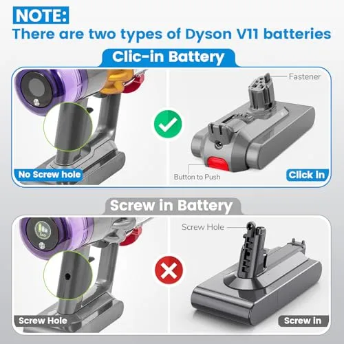 Labtec ▫️ Bateria para Dyson V11, 25,2 V, 3900 mAh, iões de lítio, bateria de substituição para Dyson V11 (tipo botão), V15, SV15, SV16 e SV22 com carregador para aspirador vertical (não compatível com modelos de parafuso) com 1 4