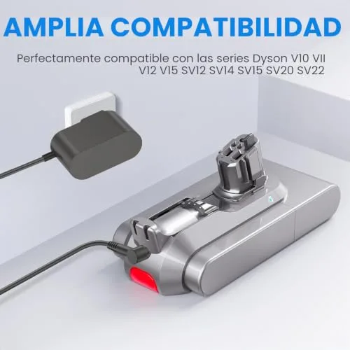Labtec ▫️ Bateria para Dyson V11, 25,2 V, 3900 mAh, iões de lítio, bateria de substituição para Dyson V11 (tipo botão), V15, SV15, SV16 e SV22 com carregador para aspirador vertical (não compatível com modelos de parafuso) com 1 6