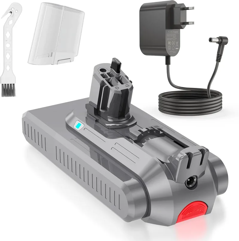 Labtec ▫️ Bateria para Dyson V11, 25,2 V, 3900 mAh, iões de lítio, bateria de substituição para Dyson V11 (tipo botão), V15, SV15, SV16 e SV22 com carregador para aspirador vertical (não compatível com modelos de parafuso) com 1