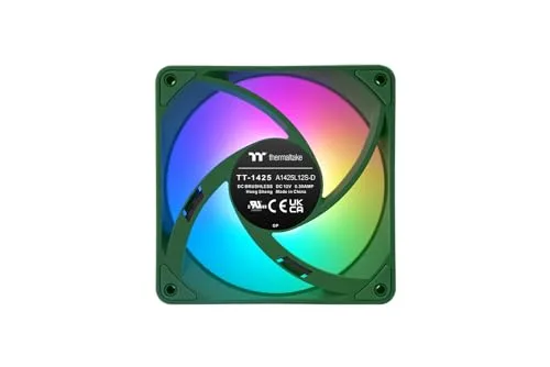 Thermaltake ▫️ CT140 EX Reverse ARGB Sync 3 Pack | Ventilador para PC com fluxo invertido e ligação magnética MagForce 2.0 | ARGB 5 V com 9 LEDs controláveis | Elevado fluxo de ar | Verde Racing 5