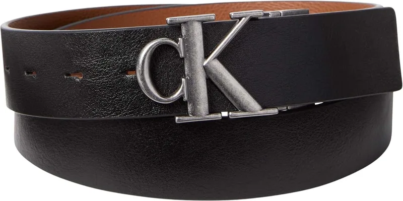 Calvin Klein ▫️ Ck Buckle Tumbled 35 mm Ajustável/Reversível Lv04d7049g Cintos para Homem