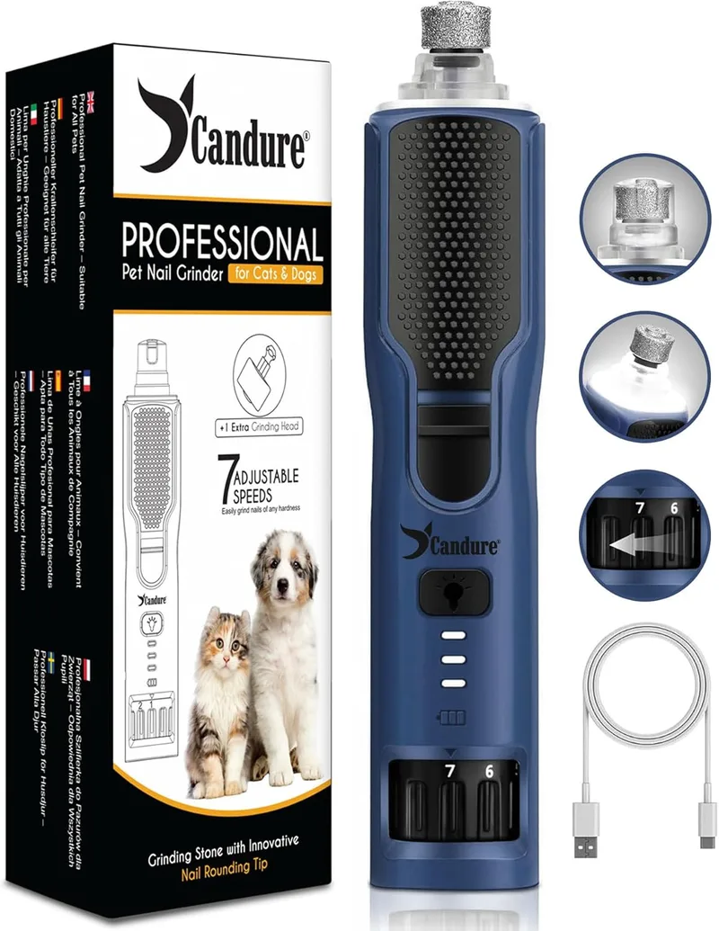 Candure ▫️ Corta-unhas para cães e gatos com proteção de segurança para animais de estimação - Corta-unhas profissional em aço inoxidável para animais de estimação, cães e gatos (azul-marinho, animais de estimação de todos os tamanhos)