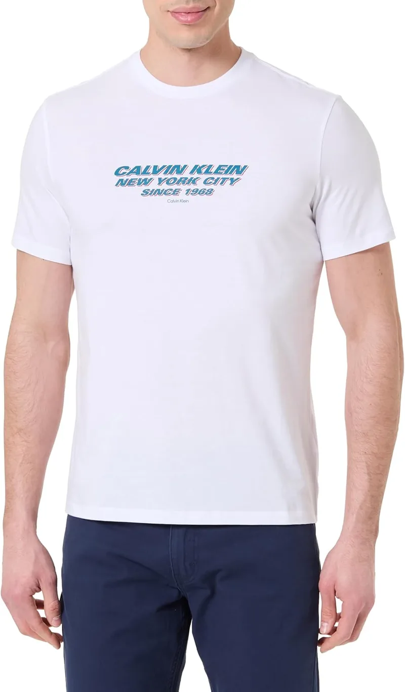 Calvin Klein ▫️ SS 30s Whsl SP Cknyc T-shirt com estampado Lv04re834g T-shirts com estampado para homem