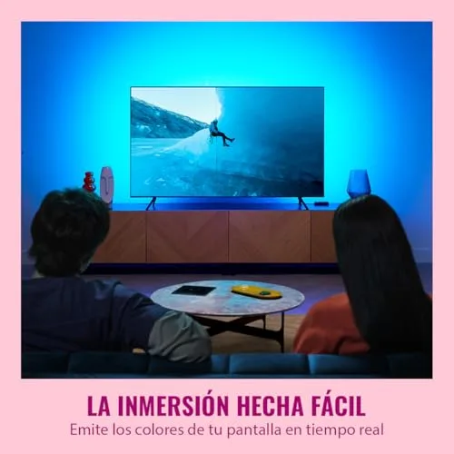 WiZ ▫️ HDMI Sync Box com retroiluminação para TV - Sincroniza a luz com os teus filmes, jogos e música - HDMI 2.0 - Compatível com 4K a 60 Hz - Faixa de LED RGBIC para televisores de 75« a 85» - Controlo por aplicação/voz 2