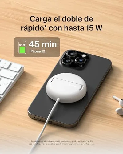 Belkin ▫️ BoostCharge Pro: Carregador sem fios magnético de 15 W com suporte 3