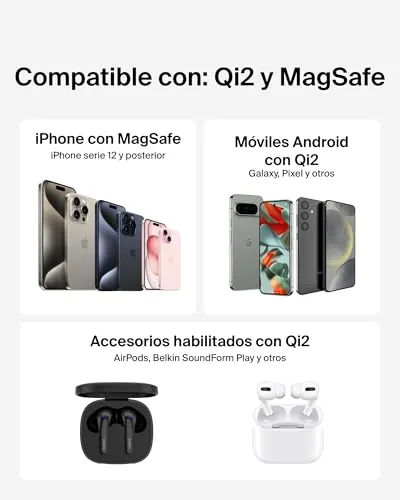 Belkin ▫️ BoostCharge Pro: Carregador sem fios magnético de 15 W com suporte 7