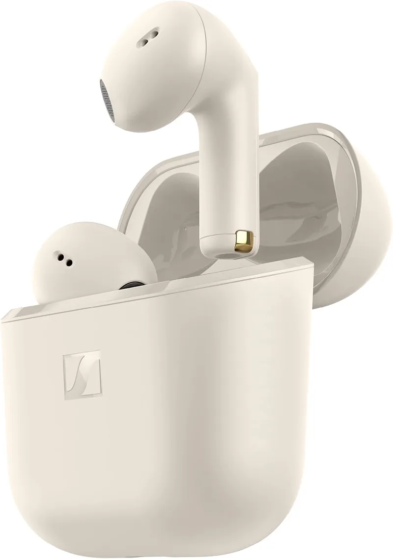 Sennheiser ▫️ ACCENTUM Open Wireless - Auscultadores com design aberto, som dinâmico e Bluetooth 5.3, IPX4 à prova de salpicos, bateria com duração de 28 horas e estojo de carregamento USB-C - Creme