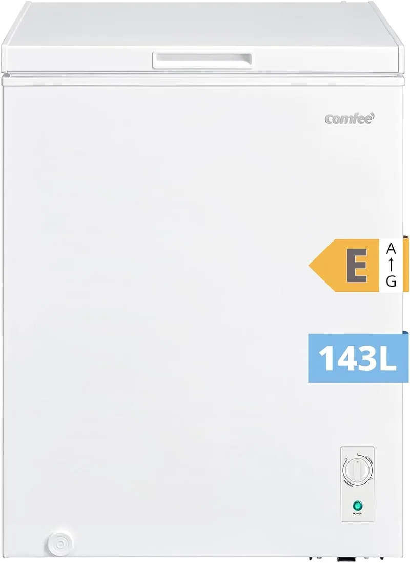 Comfee ▫️ ' RCC146WH2EU(E) Armário congelador independente143L Congelador/frigorífico convertível, compressor inverter, 4 estrelas, adequado para garagens, branco