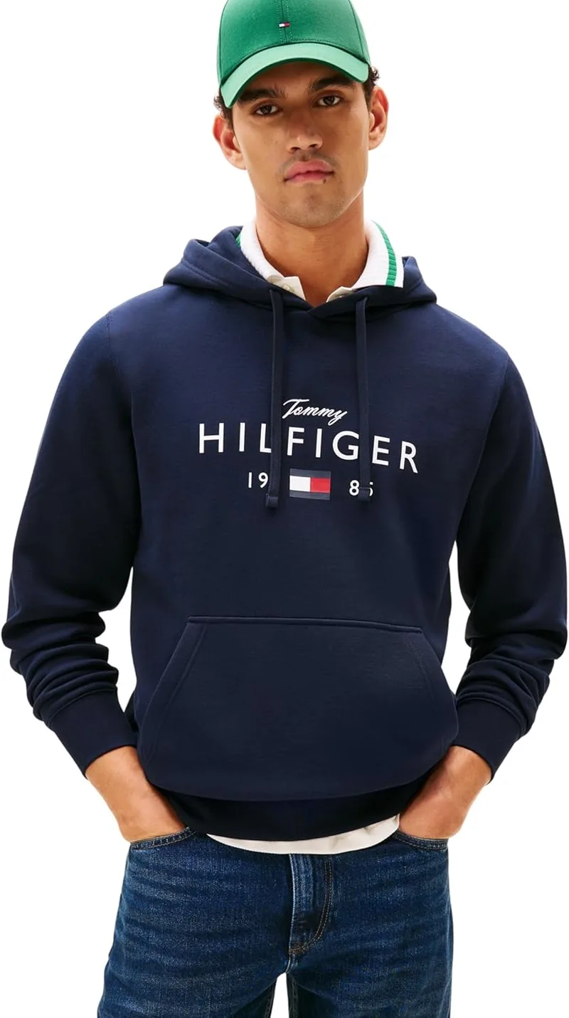 Tommy Hilfiger ▫️ Brand Love Big Hilfiger Hoodie Mw0mw41427 Camisola com capuz para homem