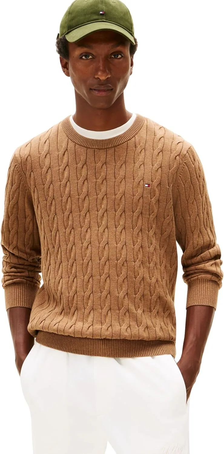 Tommy Hilfiger ▫️ Classic Cotton Cable Crew Neck Mw0mw33132 Camisola de gola redonda para homem