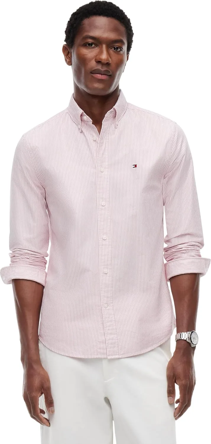 Tommy Hilfiger ▫️ Camisa de manga comprida de ajuste regular com riscas para homem