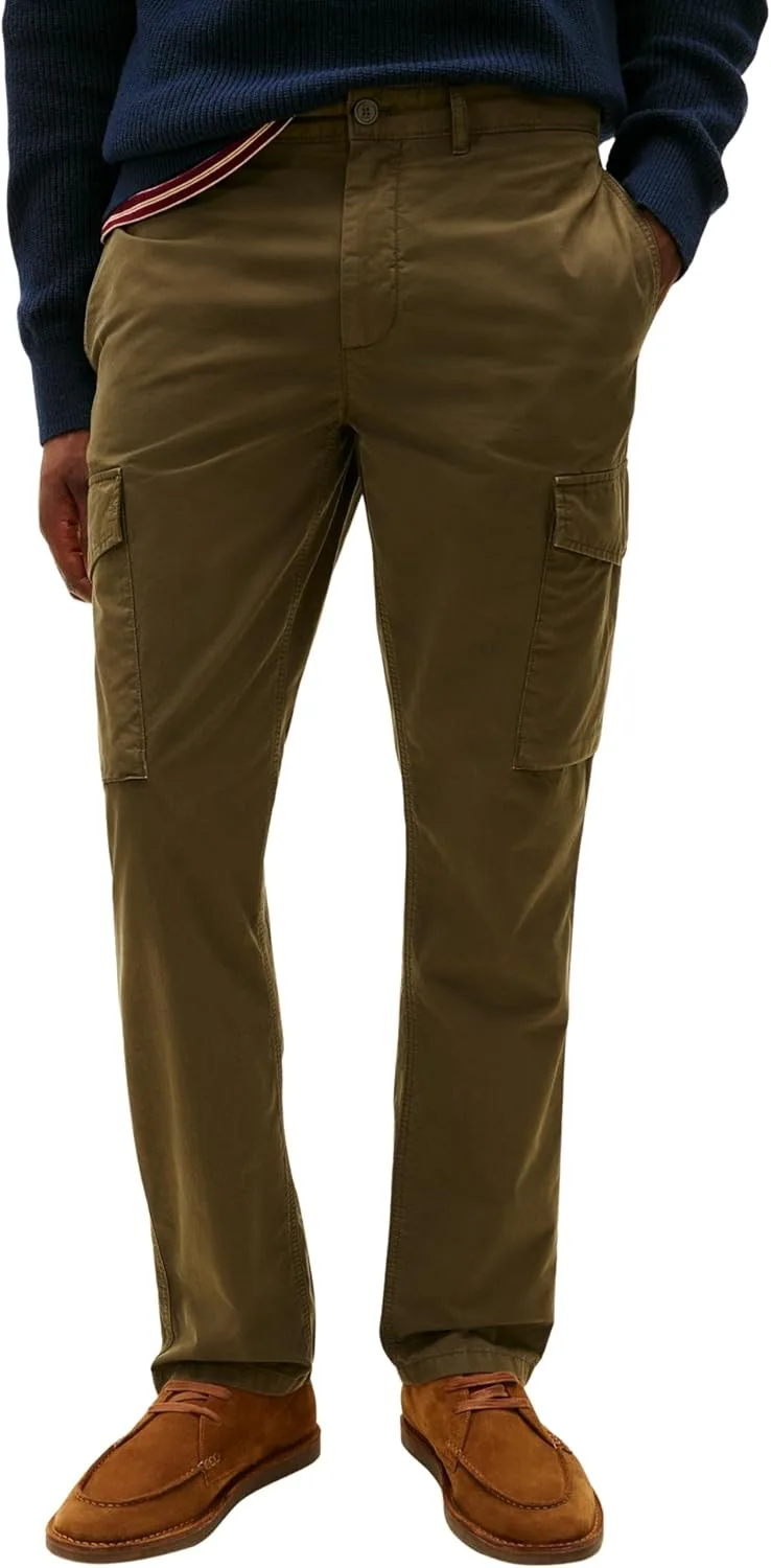Tommy Hilfiger ▫️ Calças Cargo para Homem Denton Twill com Bolsos, Brancas (Platinum Olive), 30W/34L