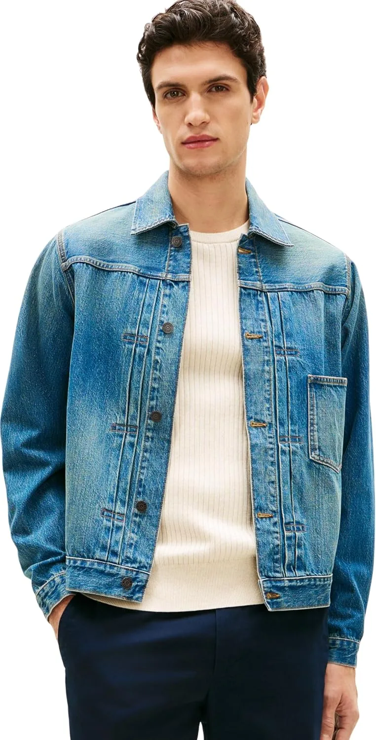 Tommy Hilfiger ▫️ Trucker Jkt Type 1 Mario Indigo Mw0mw41878 Casaco Trucker para Homem