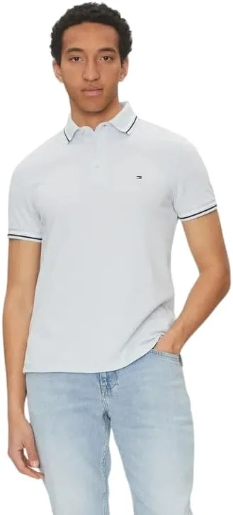 Polo Tommy Hilfiger de manga curta para homem com ponta sazonal Slim Fit