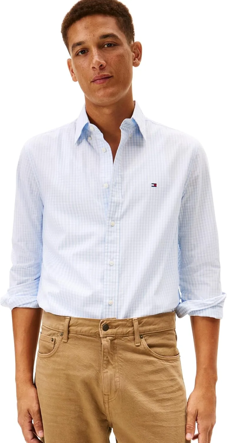 Tommy Hilfiger ▫️ Camisa Flex Poplin Big Gingham RF Mw0mw41713 Camisa L/S para homem
