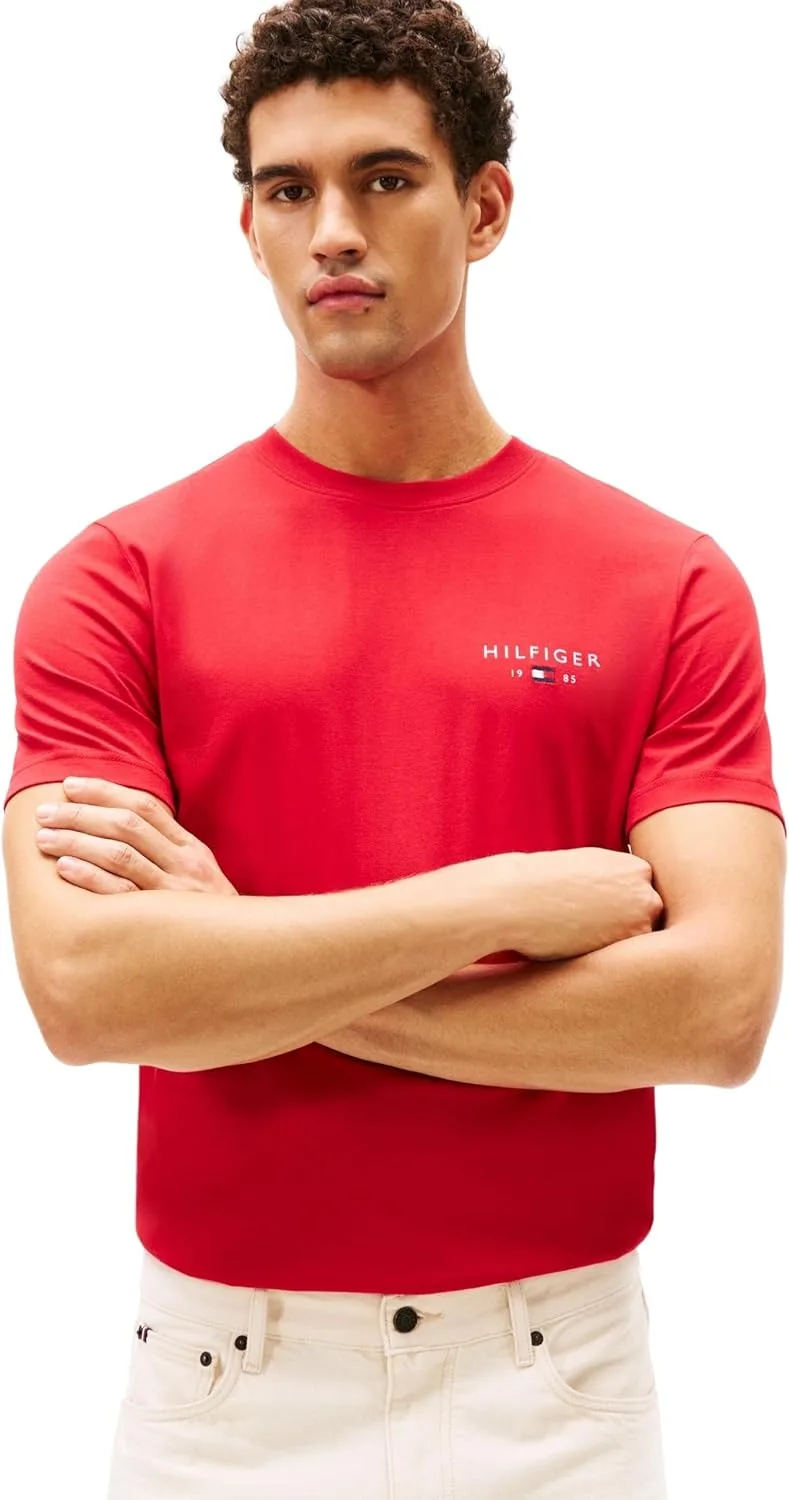 Tommy Hilfiger ▫️ Brand Love Small Hilfiger tee Mw0mw41456 Camiseta de manga curta para homem