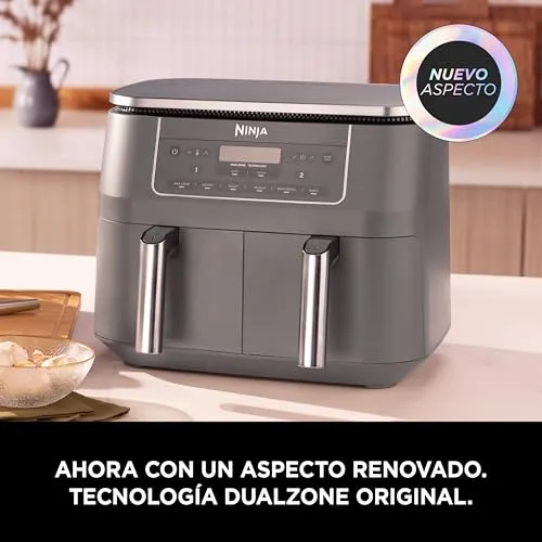 Ninja ▫️ Fritadeira de Ar Quente com Compartimento Duplo, 7,6 L, Cinza Metalizado 2