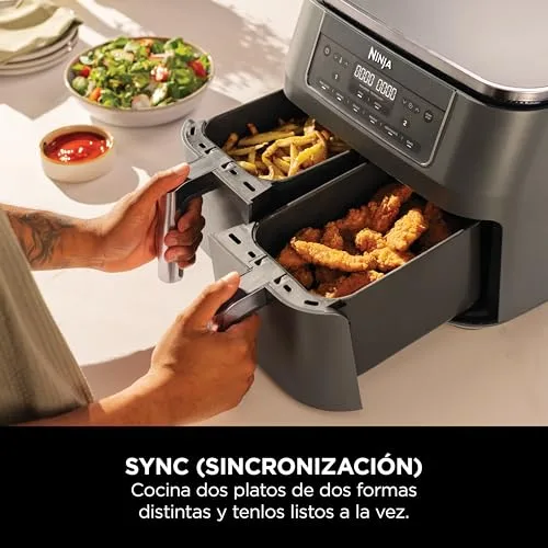 Ninja ▫️ Fritadeira de Ar Quente com Compartimento Duplo, 7,6 L, Cinza Metalizado 3