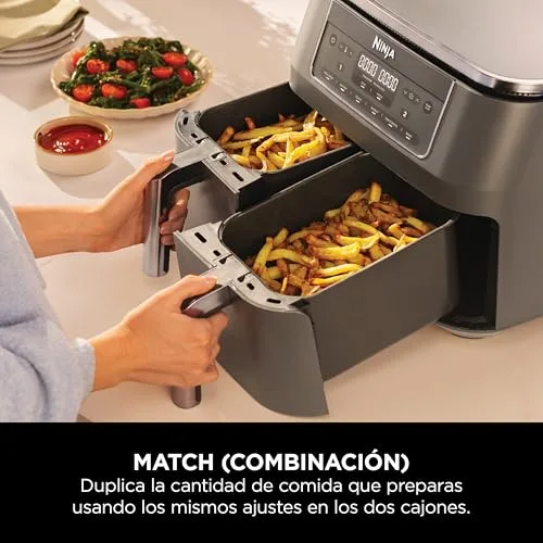 Ninja ▫️ Fritadeira de Ar Quente com Compartimento Duplo, 7,6 L, Cinza Metalizado 4