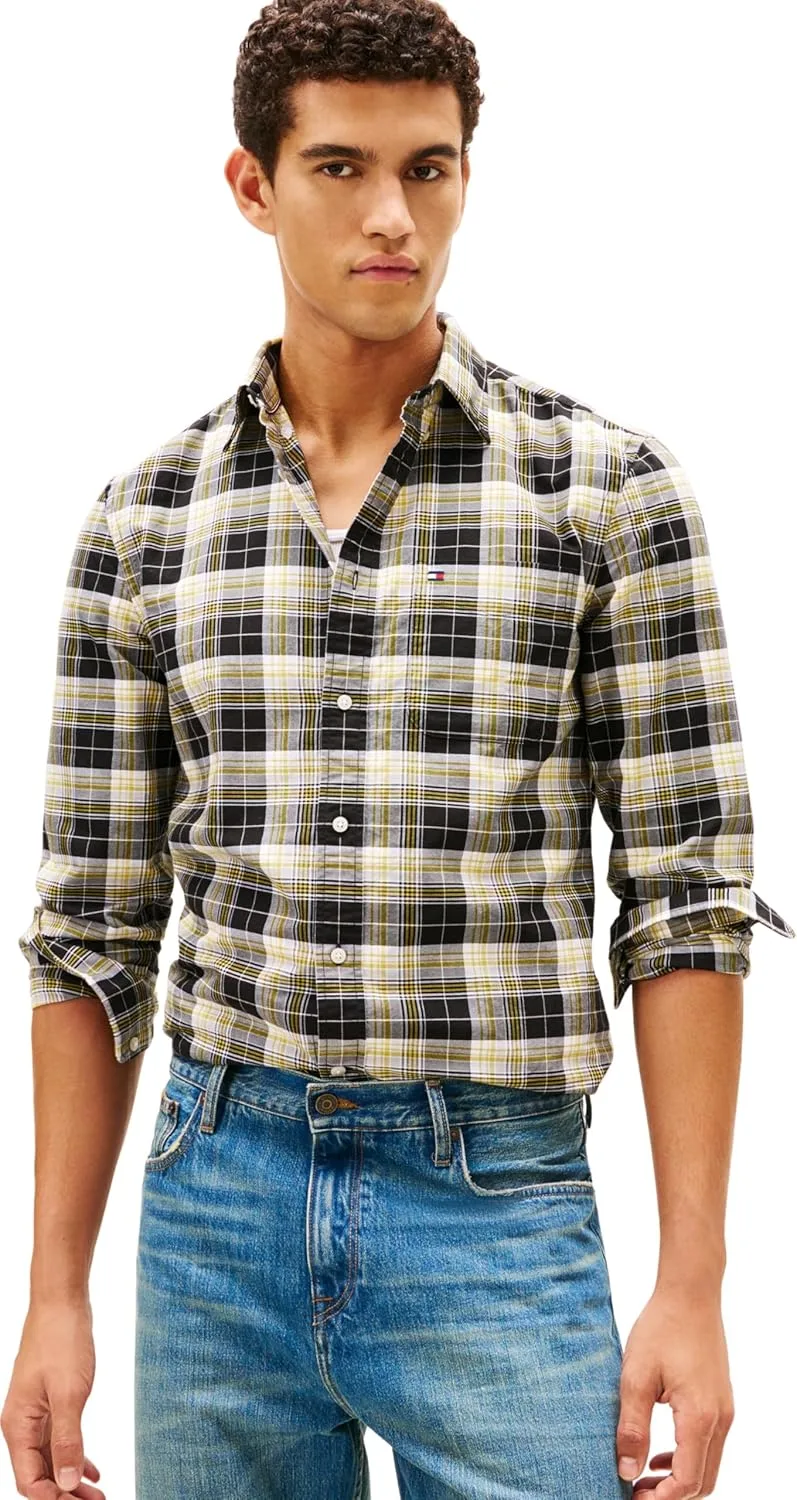 Tommy Hilfiger ▫️ Camisa Oxford Heritage Plaid RF Mw0mw41678 Camisa L/S para homem
