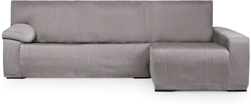 Eysa ▫️ Luz Capa para Sofá para Chaise Longue Mini com Braço Longo Lado Direito Vista Frontal Cor Cinzenta