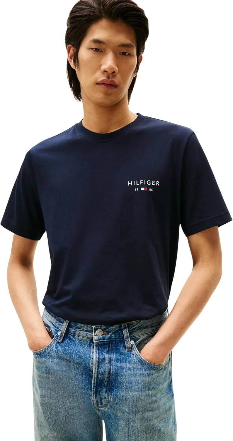 Tommy Hilfiger ▫️ Brand Love Small Hilfiger tee Mw0Mw41456 Camiseta de manga curta para homem