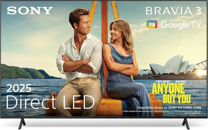 Sony BRAVIA 3, Diret LED TV 50", Altifalante X-Balanced, Dolby Vision/Atmos, IMAX Enhanced, Google TV 2025, Apple AirPlay 2, Echo Dashboard 2, Game Menu 2, Smart TV, 50