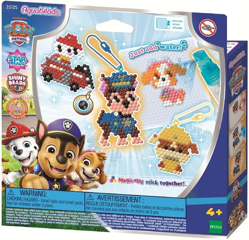 Aquabeads ▫️ 35125 Kit de Artesanato para Porta-chaves Paw Patrol - Brinquedo de Atividades com Contas para Artes e Ofícios