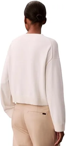 Calvin Klein ▫️ Camisola de manga comprida em algodão liso CK Jac Lv047e304g para mulher 4