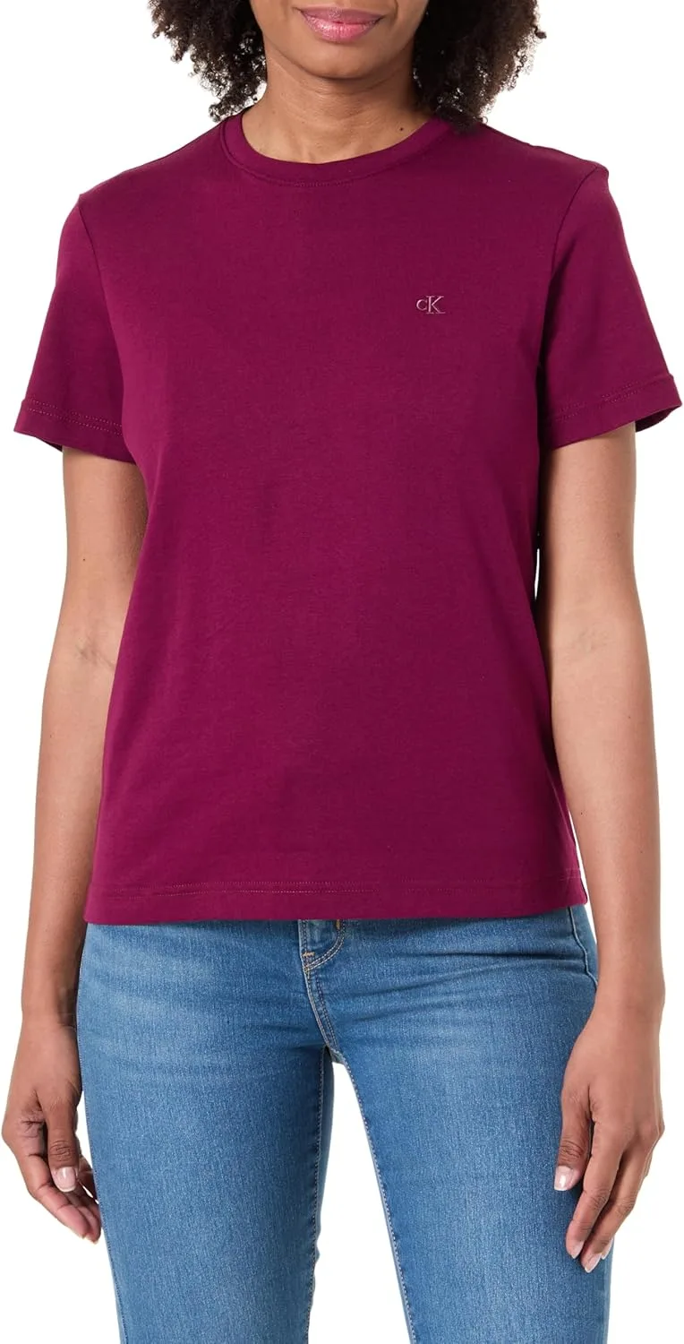 Calvin Klein ▫️ Women's Short Sleeve Archive Jersey tee com gola redonda